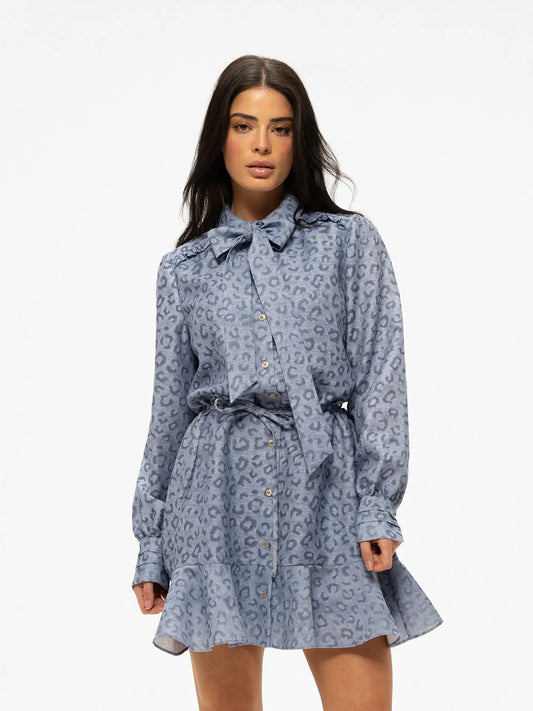 Robe à imprimé léopard avec détail de nœud PRAGUES - Bleu