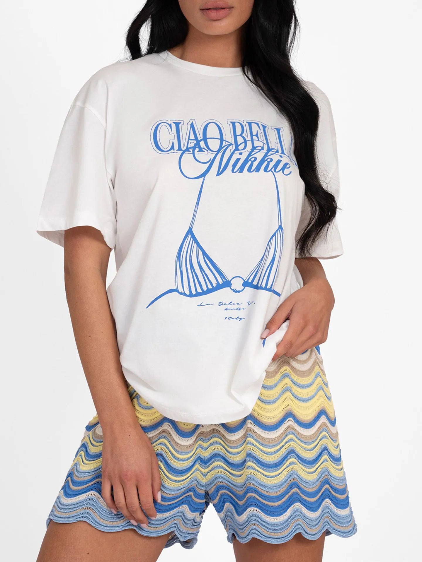 T-shirt oversize imprimé CIAO BELLA - Blanc