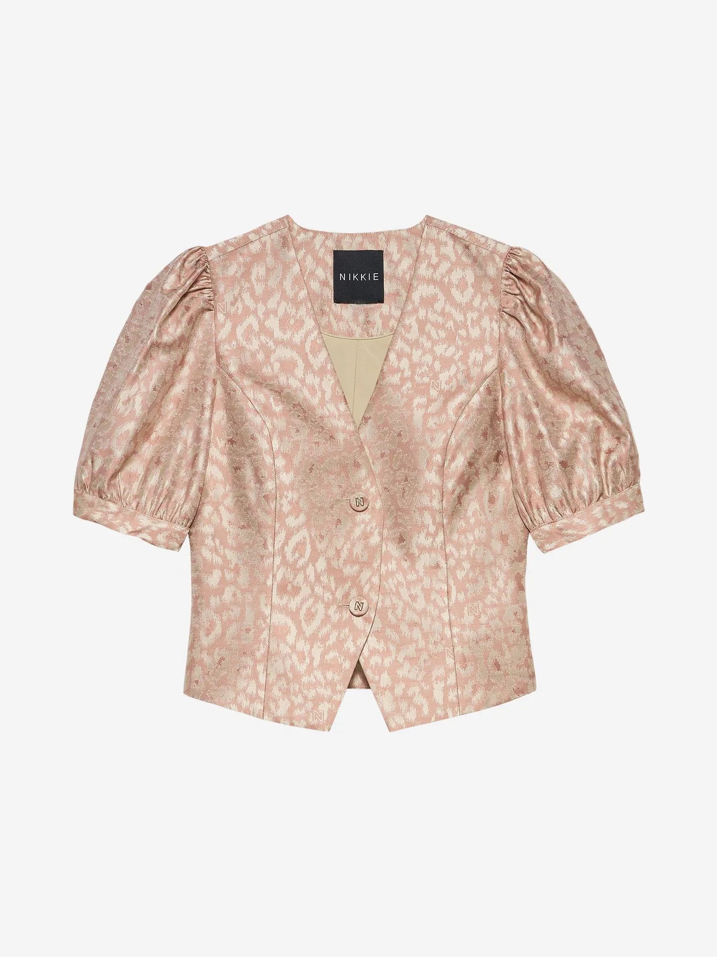 Haut à imprimé léopard avec manches bouffantes PALENCIA - blush