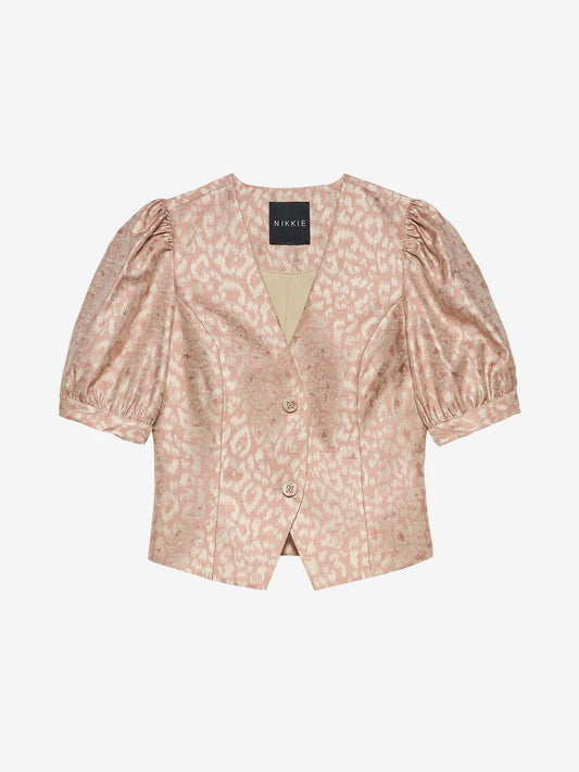 Haut à imprimé léopard avec manches bouffantes PALENCIA - blush