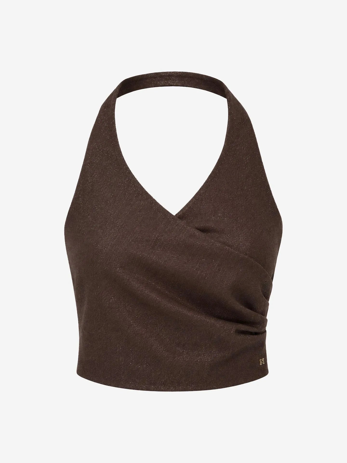 Haut dos nu avec bandeau drapé et dos ouvert LUNA - Chocolat