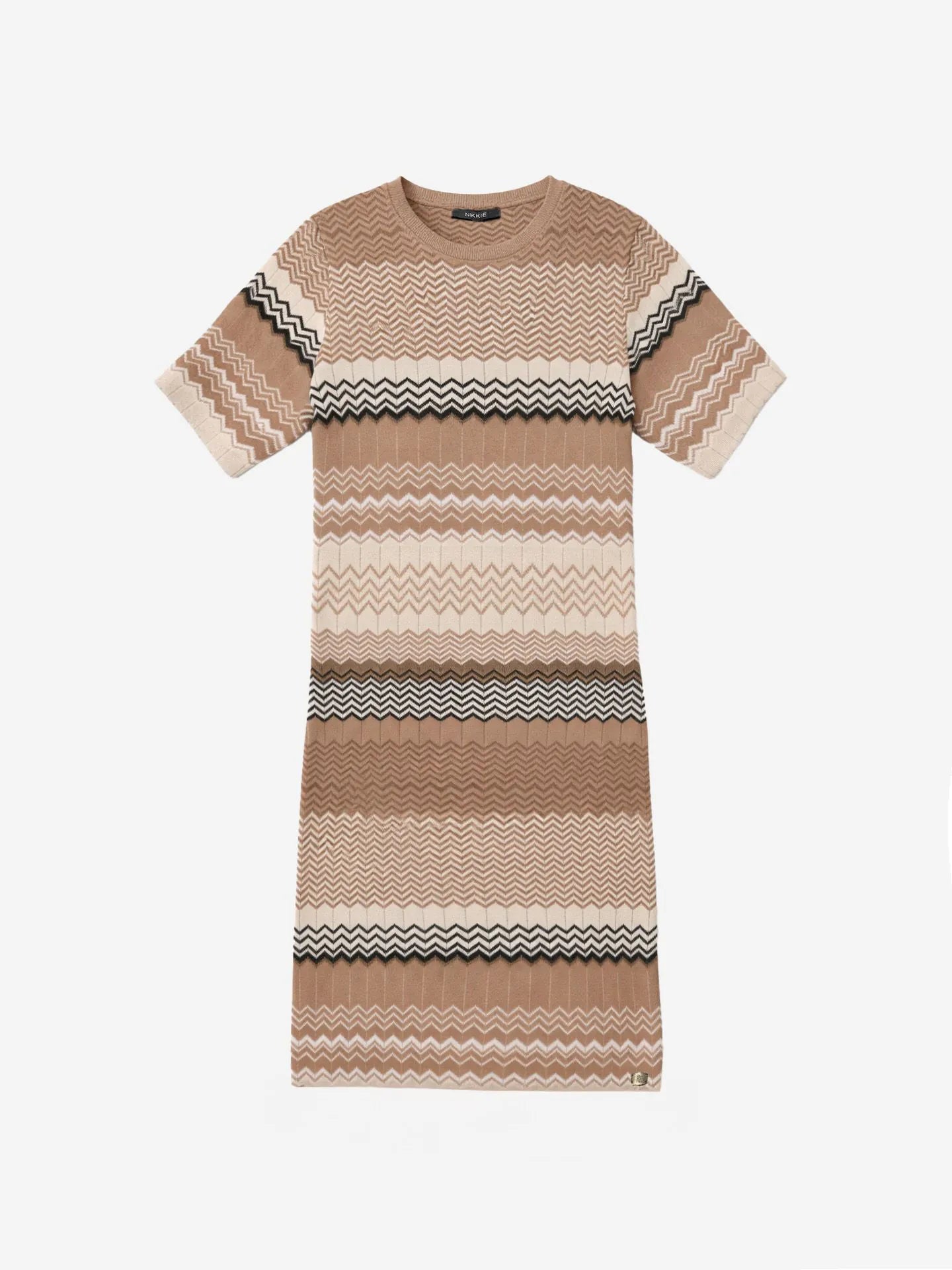 Robe avec motif zigzag et fil pailleté PILAZIO - Travertin