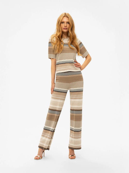 Pantalon avec motif en zigzag et fil pailleté PILAZIO - blush