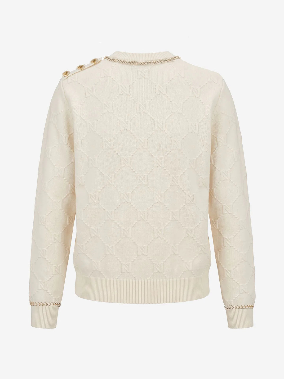 Pull tricoté avec un motif jacquard sur toute la surface AVANI - Blanc crème