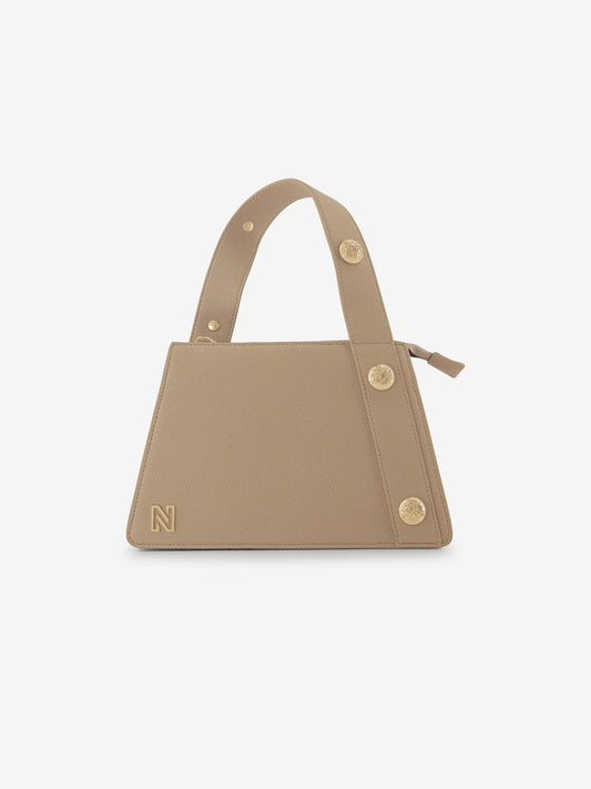 Sac avec poignée asymétrique et boutons décoratifs LODZ - noisette
