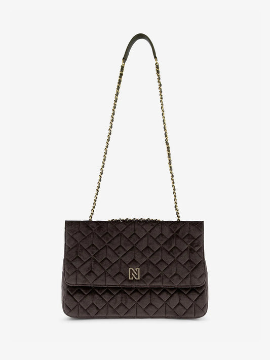 Sac à bandoulière en velours AVRIL VELVET - café