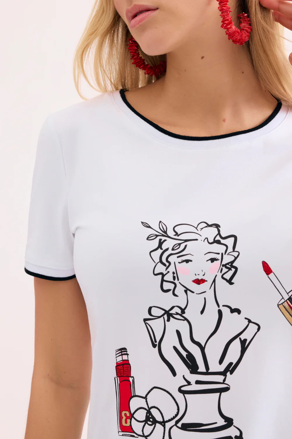 T-shirt imprimé visage artistique SOFIA - Blanc