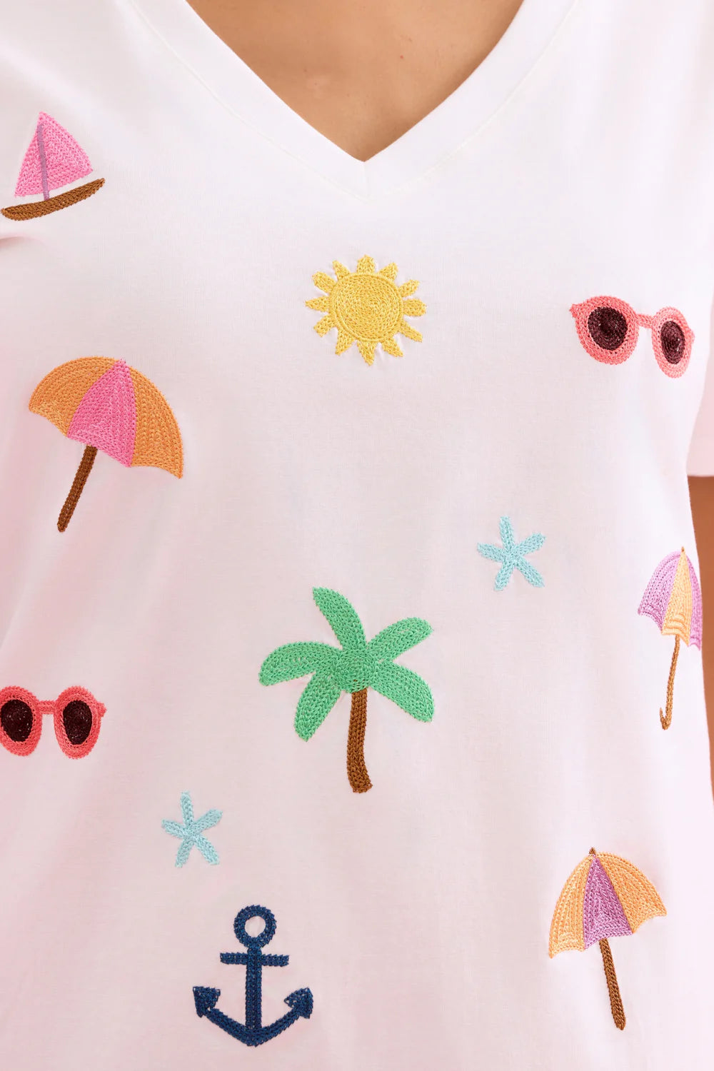 T-shirt motifs estivaux JUNE - Blanc