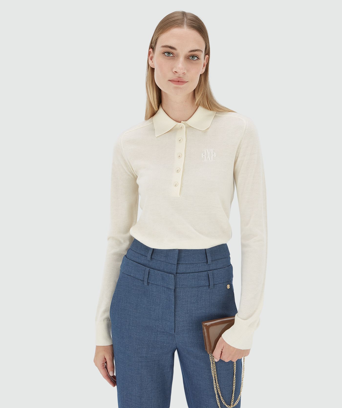 Pull slim fit en laine AUDREY - écru clair