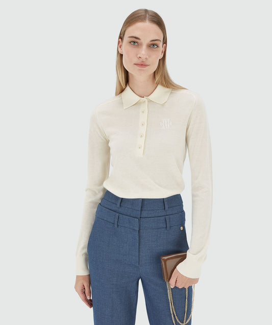 Pull slim fit en laine AUDREY - écru clair