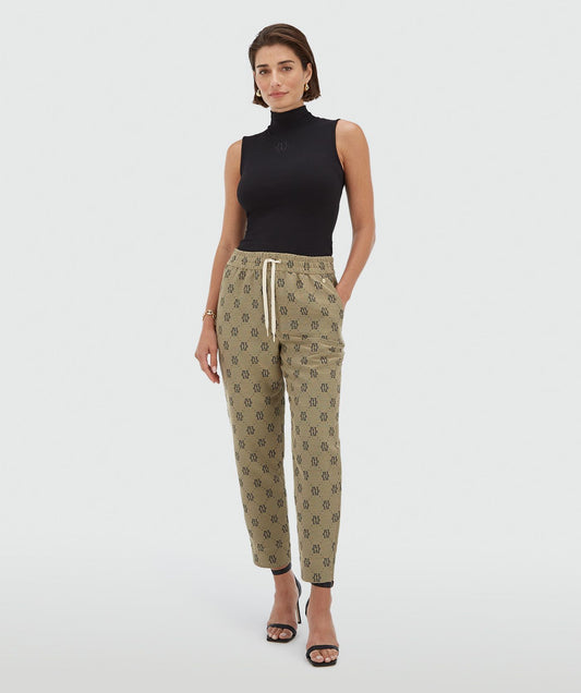 Pantalon taille mi-haute à coupe fuselée BRIARY - beige noir