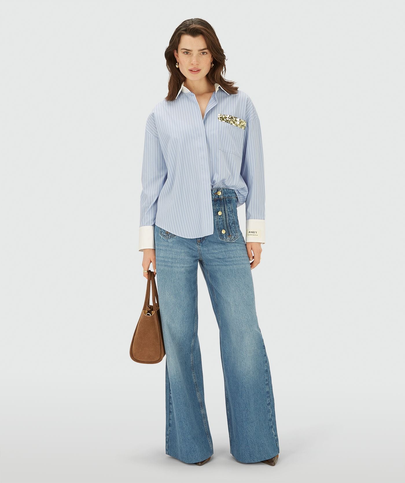 Chemisier oversize à rayures CELESTINE - rayure bleu poudre