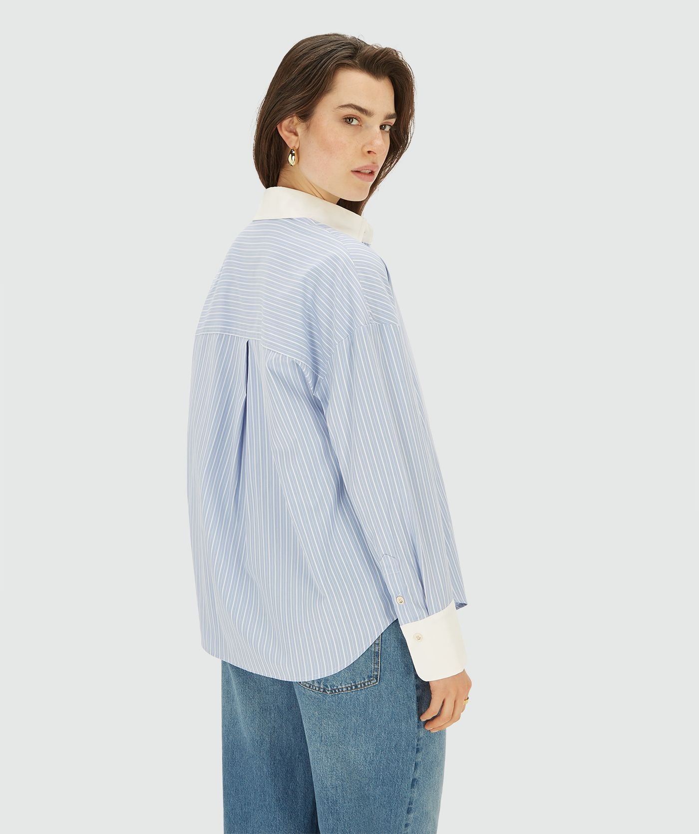 Chemisier oversize à rayures CELESTINE - rayure bleu poudre
