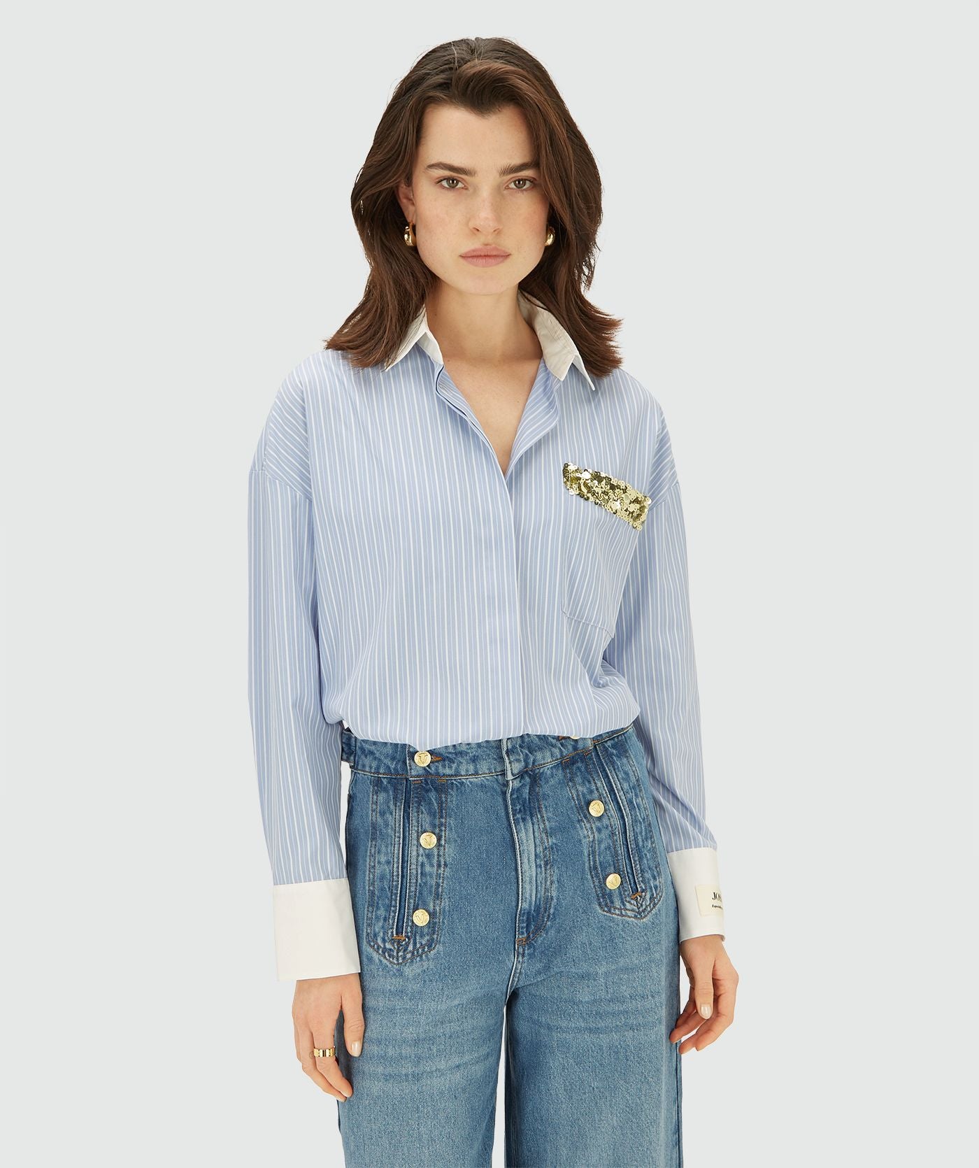 Chemisier oversize à rayures CELESTINE - rayure bleu poudre