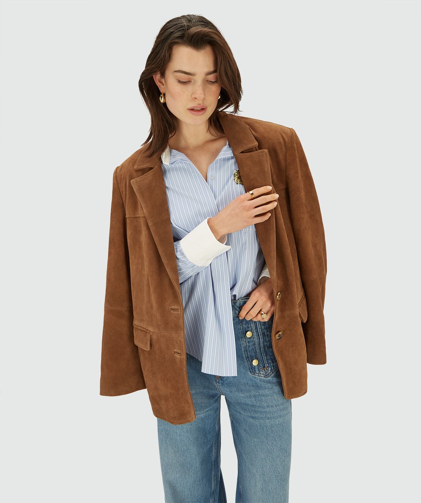 Chemisier oversize à rayures CELESTINE - rayure bleu poudre