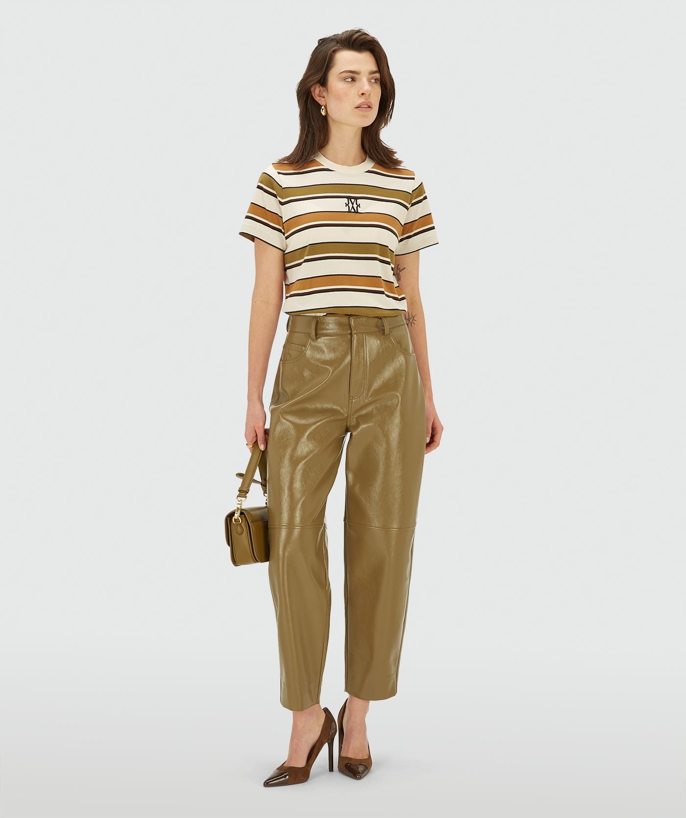 T-shirt à coupe régulière DORIE - rayure vert olive
