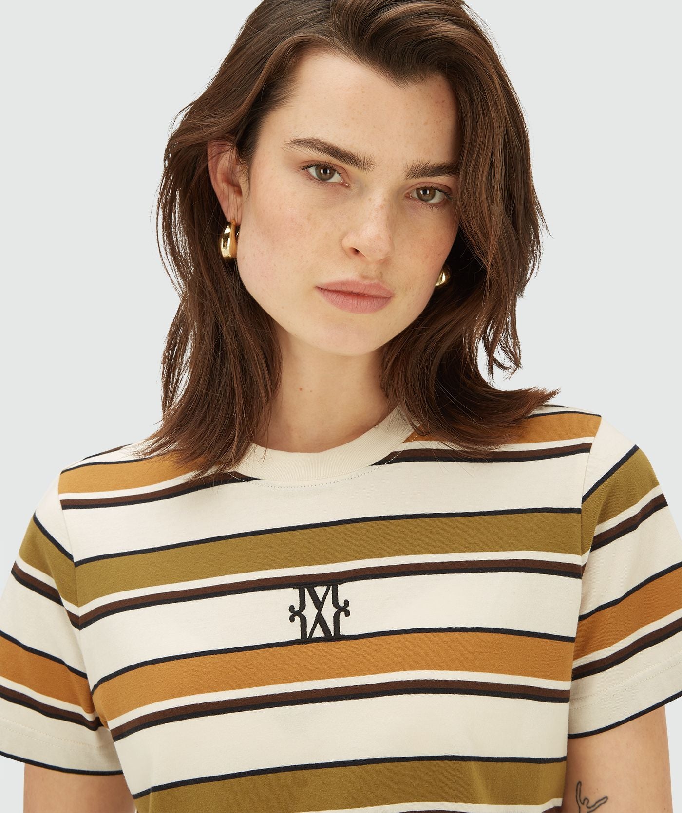 T-shirt à coupe régulière DORIE - rayure vert olive