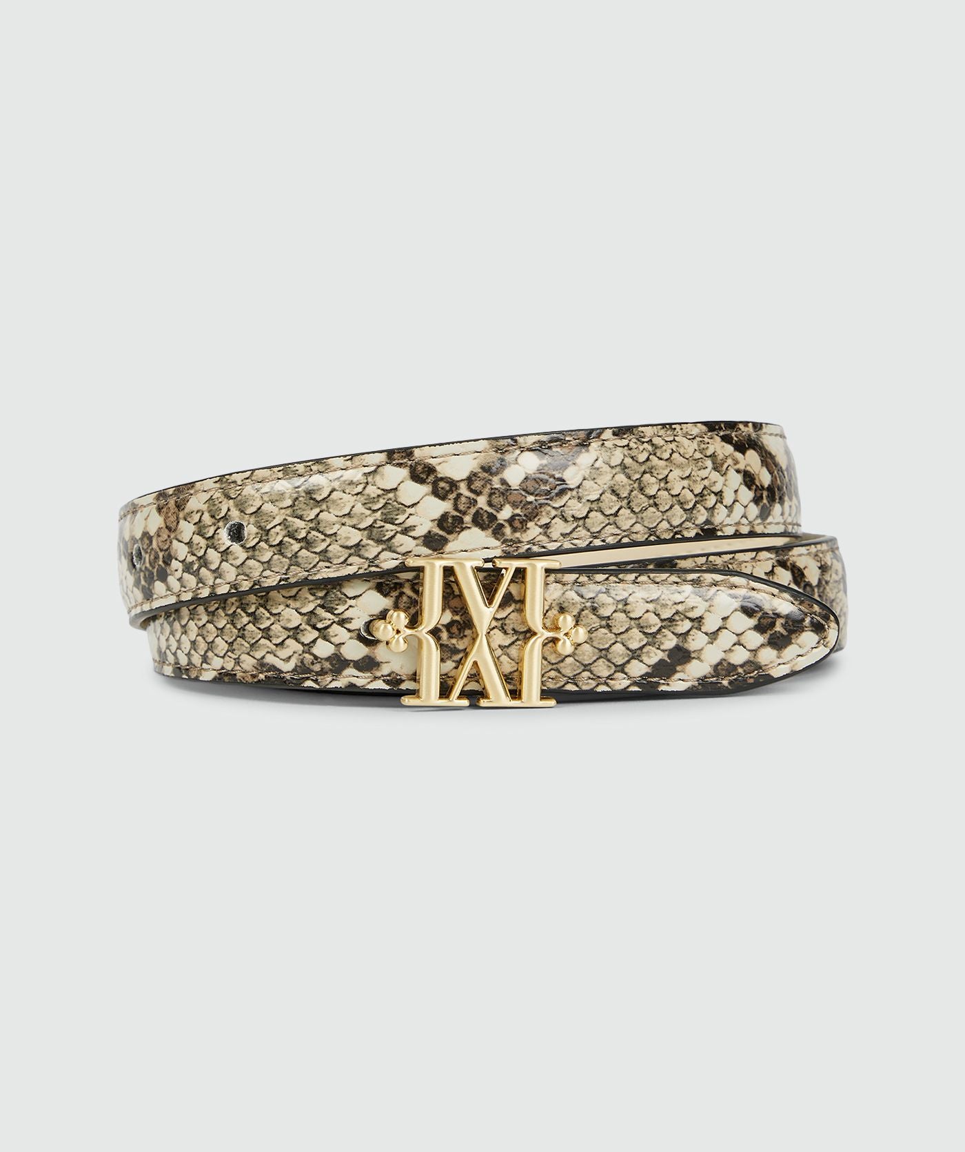 Ceinture à motif de serpent DORISSA - blanche crème serpent