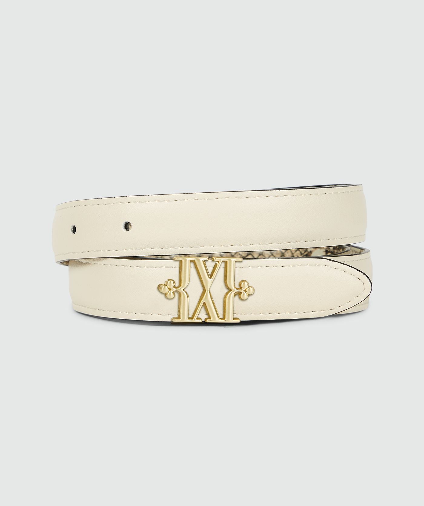 Ceinture à motif de serpent DORISSA - blanche crème serpent