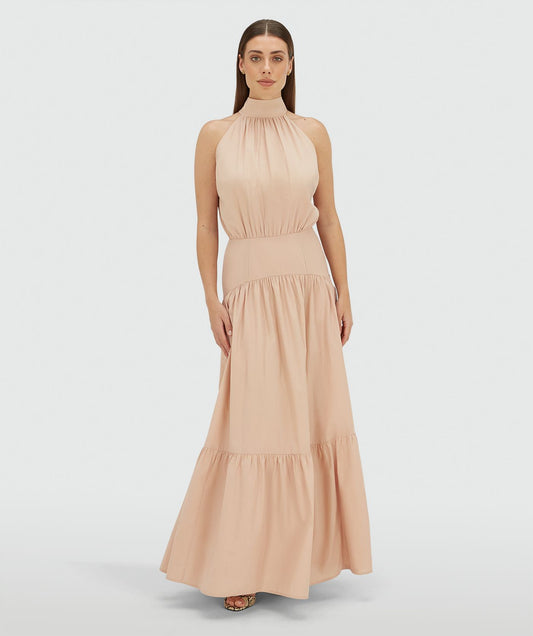 Robe longue à coupe régulière ELARA - rose poussiéreux