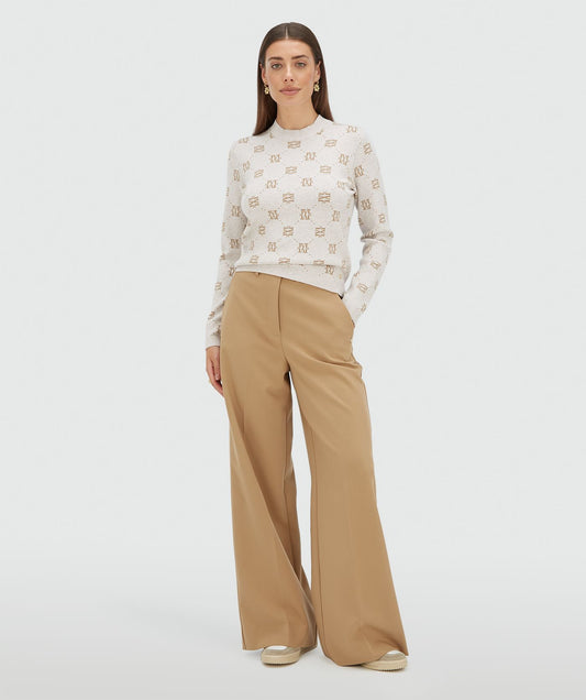 Pull coupe droite avec imprimé logo  FAE - gris clair et chaud chiné