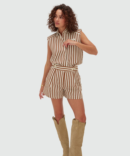 Short avec rayures FARIS - rayures marron