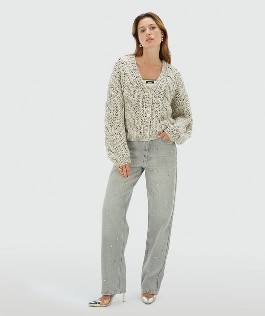 Cardigan en laine oversize FAYENNA  - gris mélange chaud