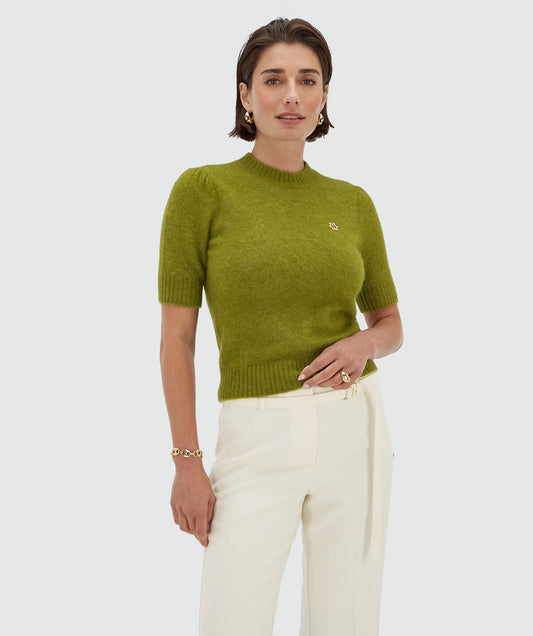Top slim fit en laine mérinos FRANKA  - vert vif