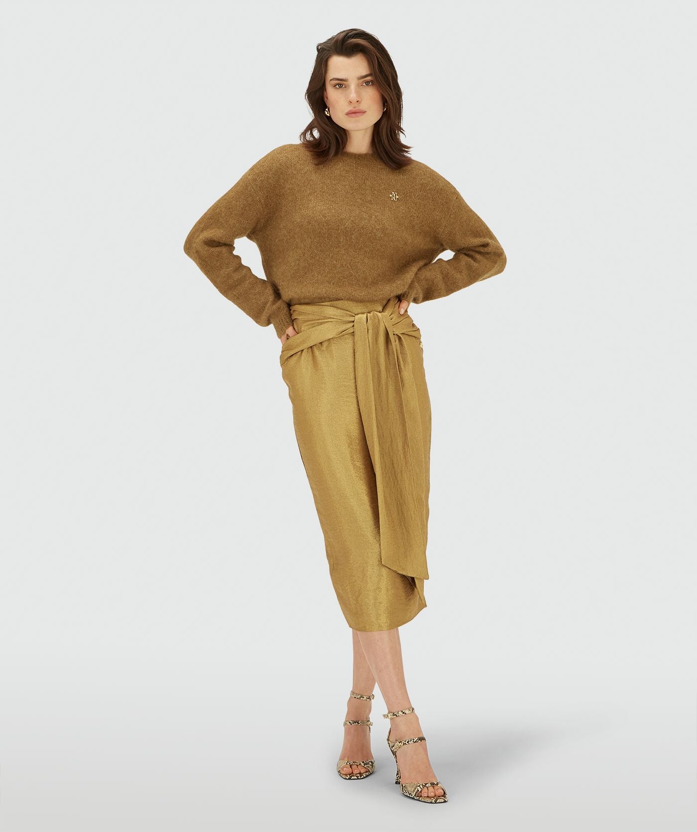 Jupe midi ajustée JAIME - or foncé