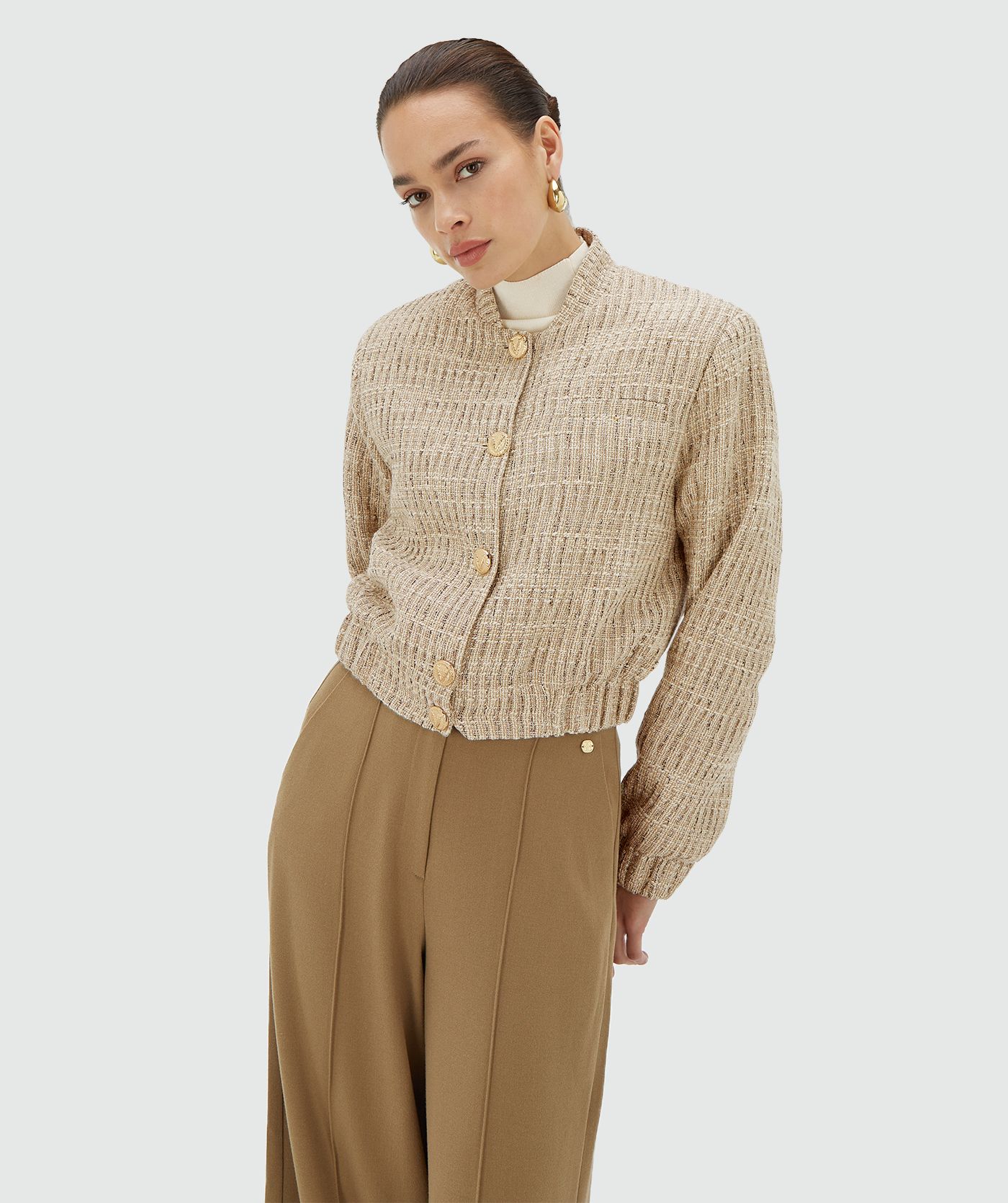 Bomber classique avec Lurex JUNIA - Léger Écru