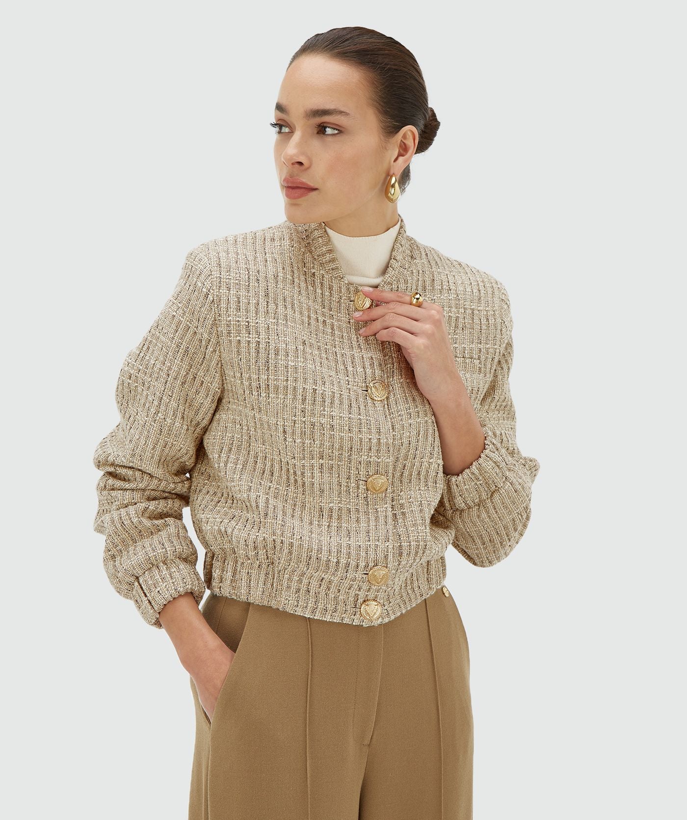 Bomber classique avec Lurex JUNIA - Léger Écru