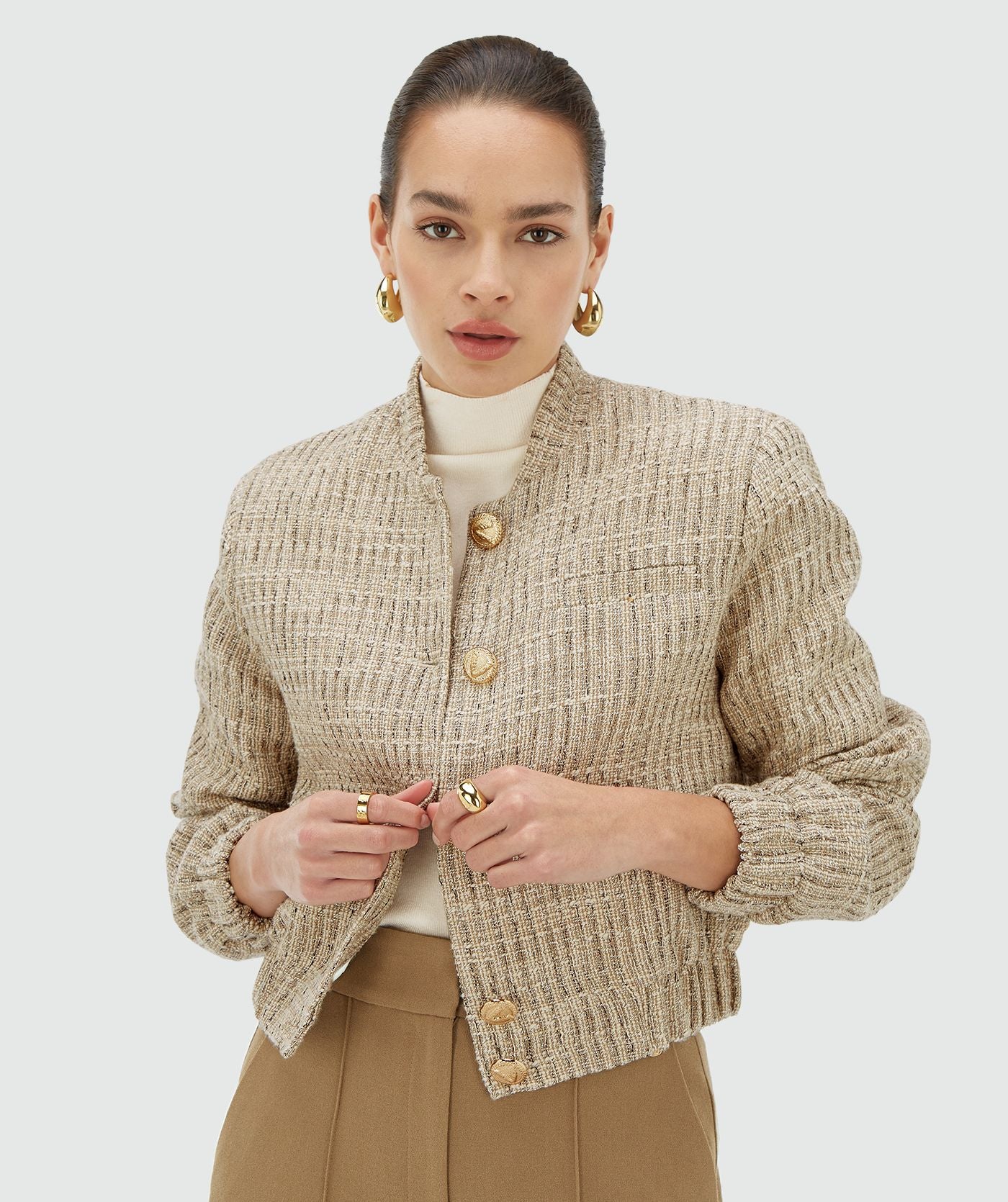 Bomber classique avec Lurex JUNIA - Léger Écru