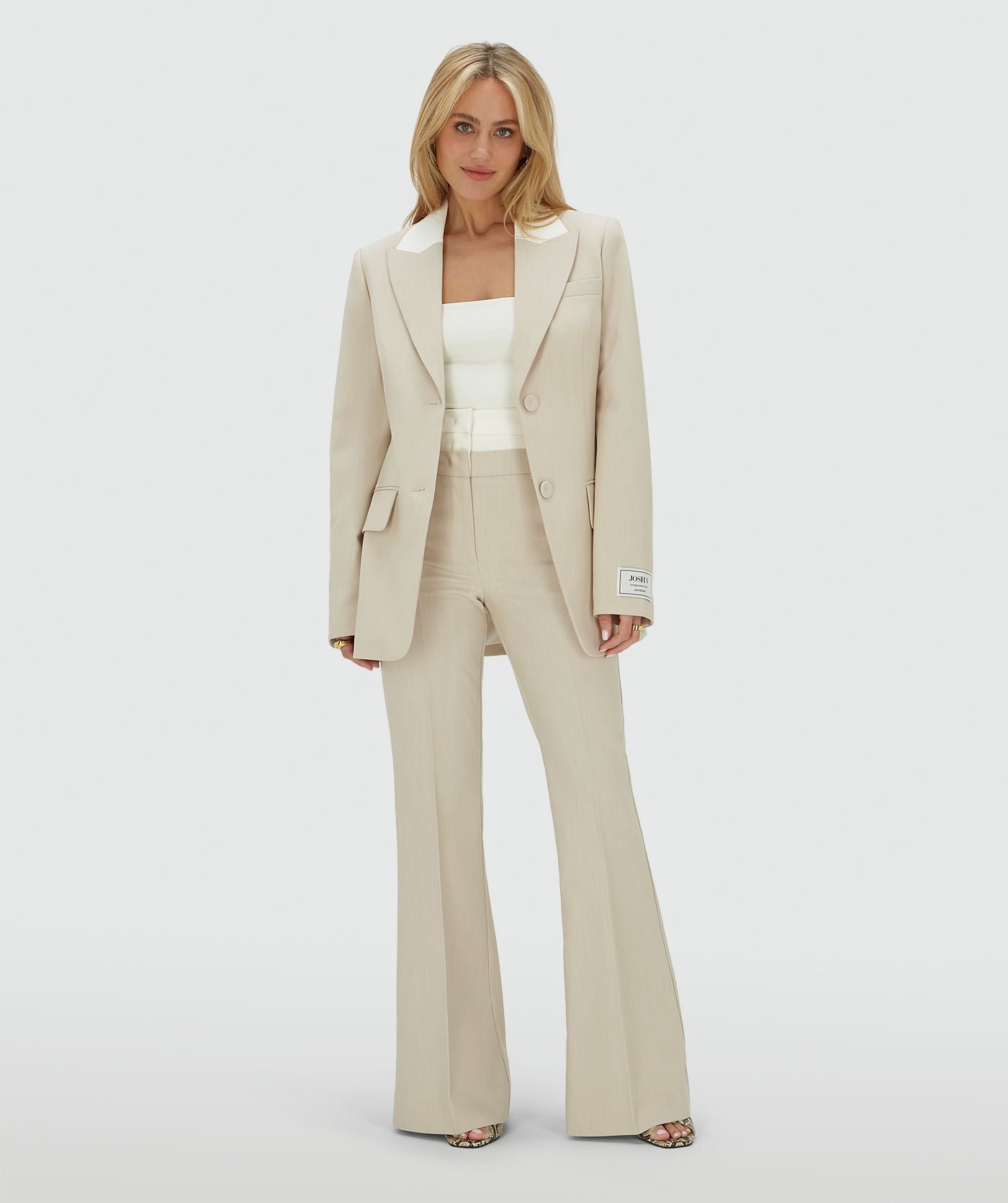 Pantalon évasé taille haute LIORA - mélange écru