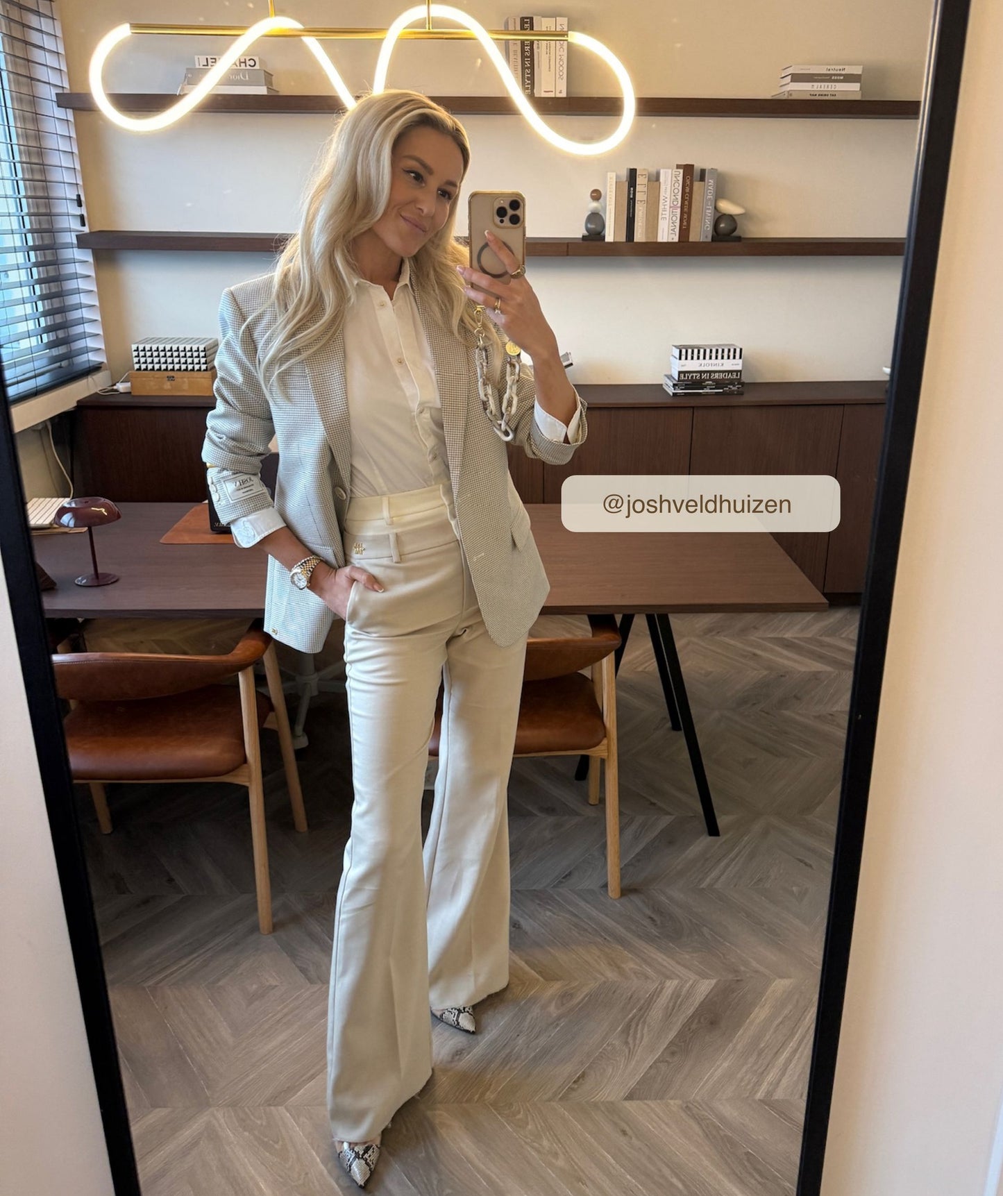 Pantalon évasé taille haute LIORA - mélange écru