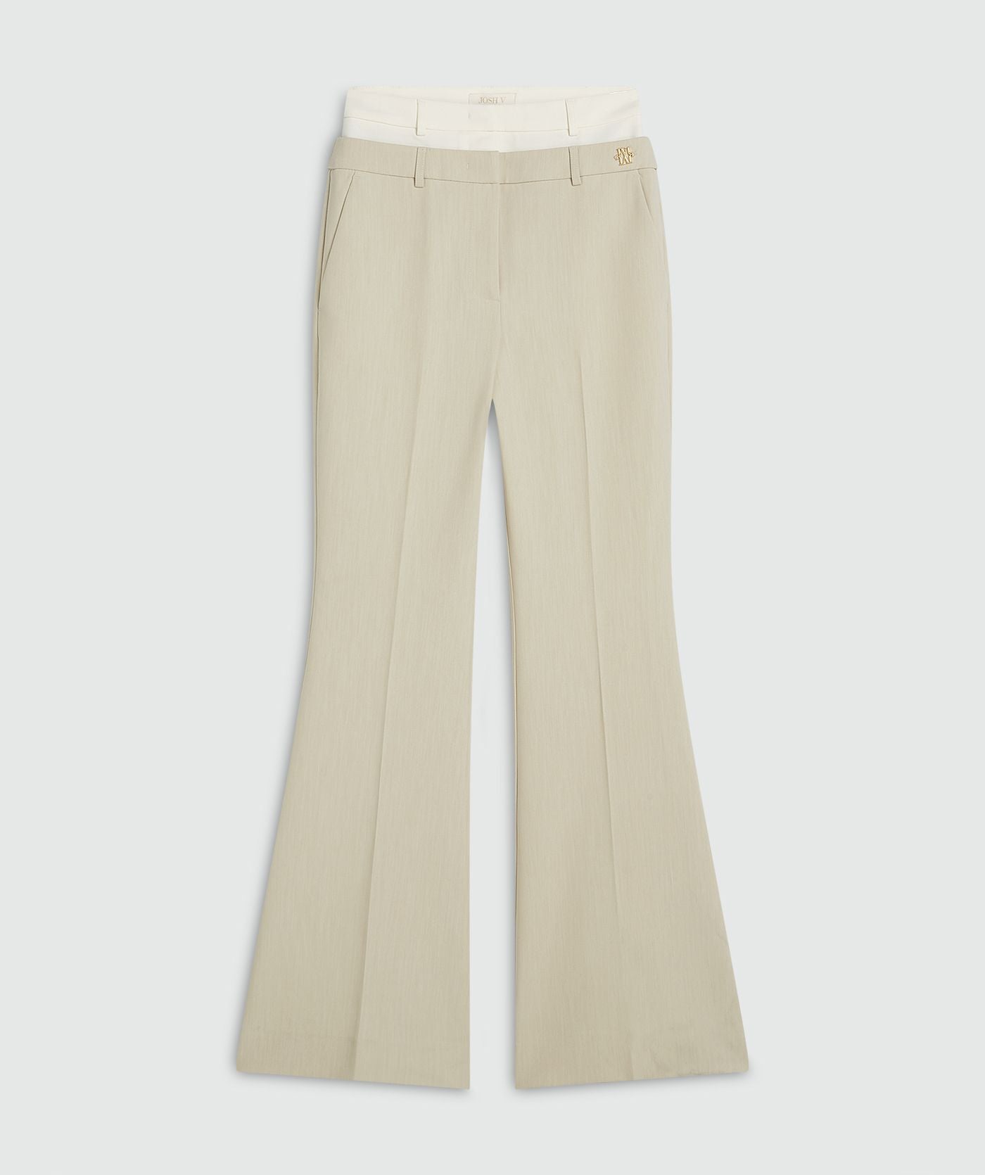 Pantalon évasé taille haute LIORA - mélange écru