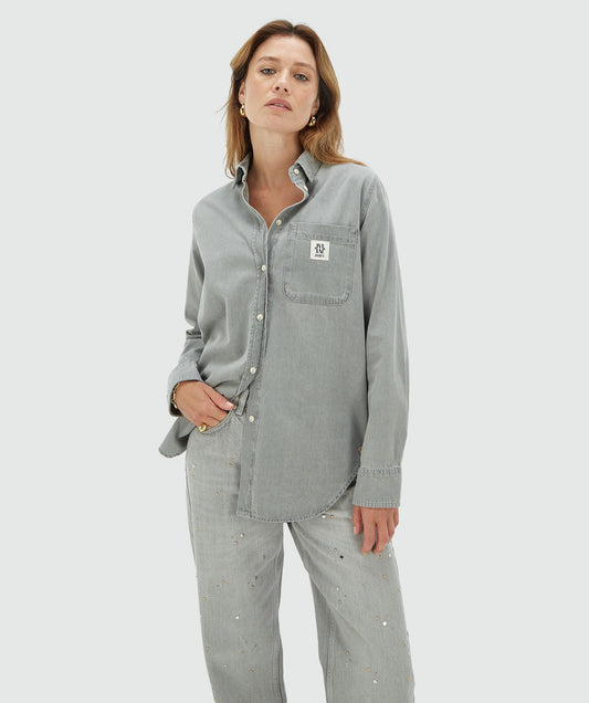 Blouse en jean coupe droite MEGGY - jean gris
