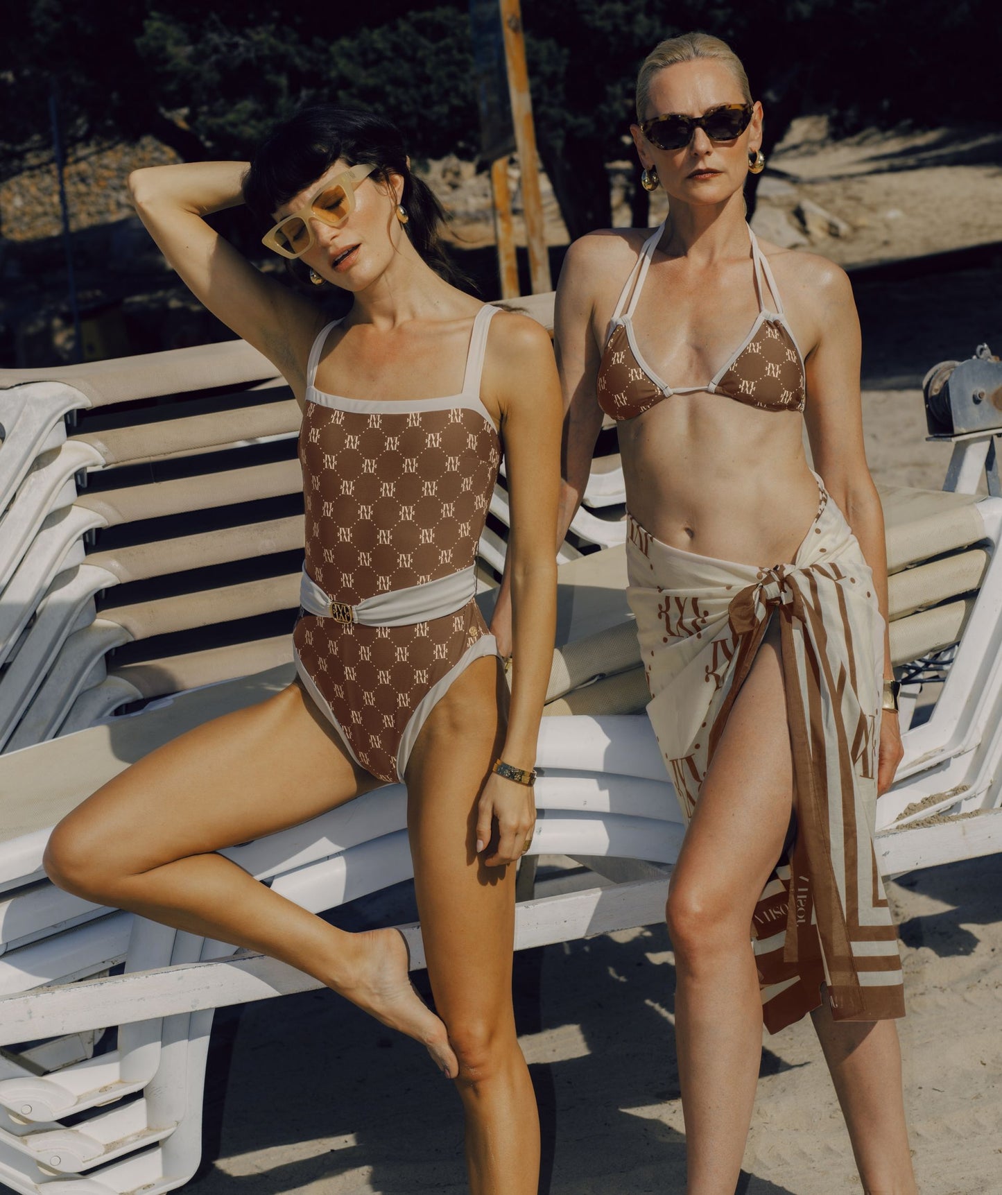 Maillot de bain ceinture MILA - écru marron