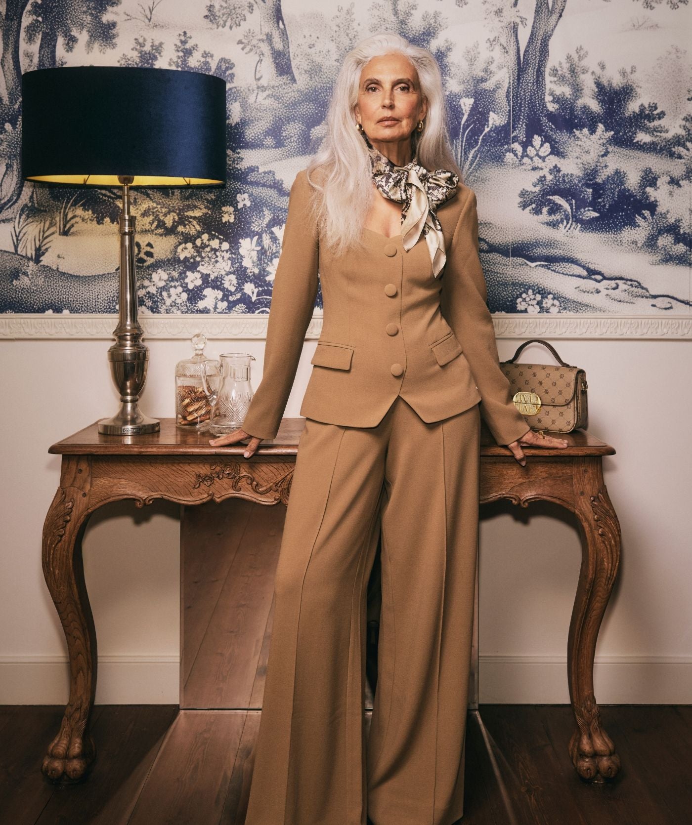 Pantalon taille haute à jambe large NELLIE - kaki