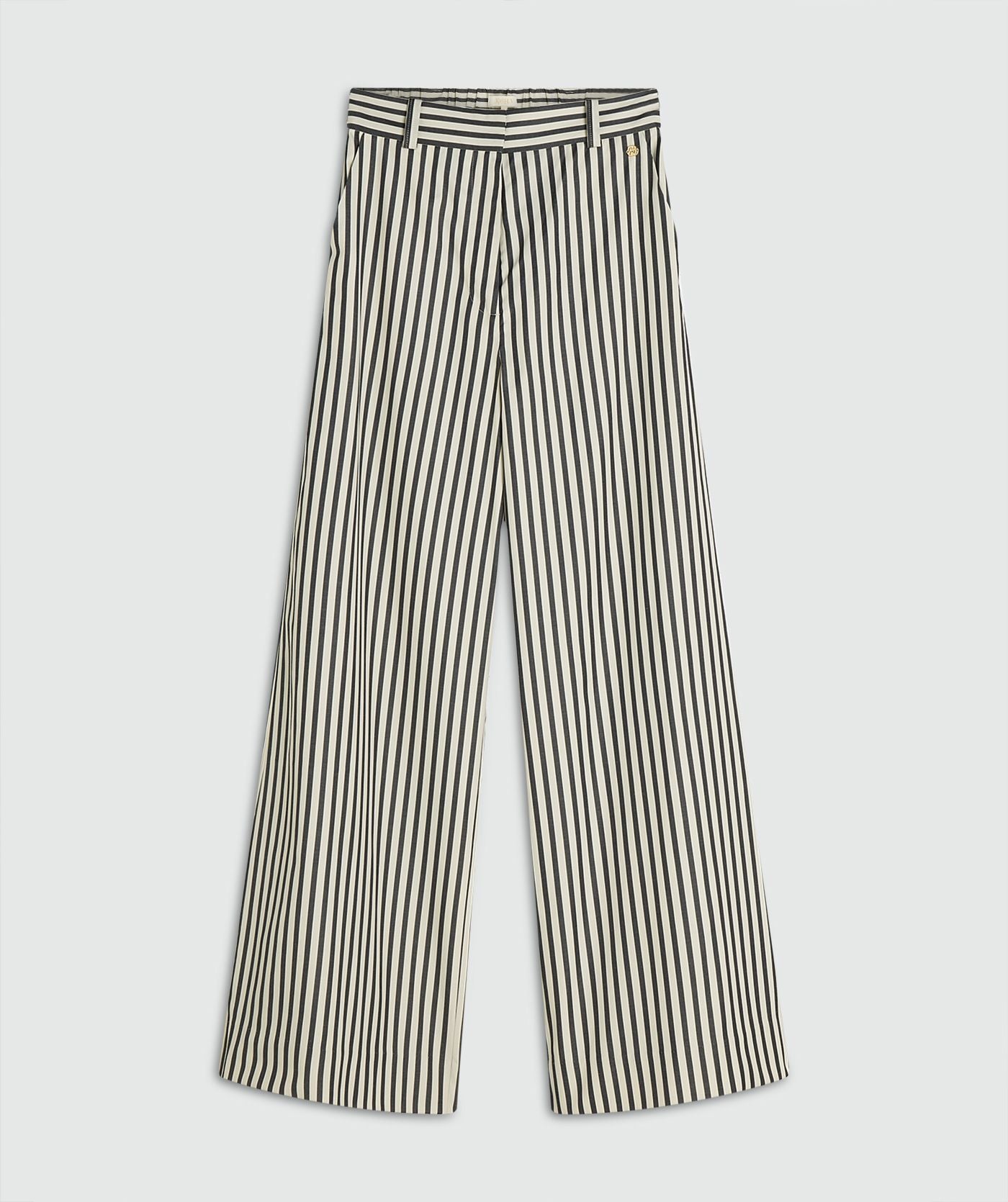 Pantalon taille moyenne à jambes larges avec rayures ODESSA - rayure bleu foncé