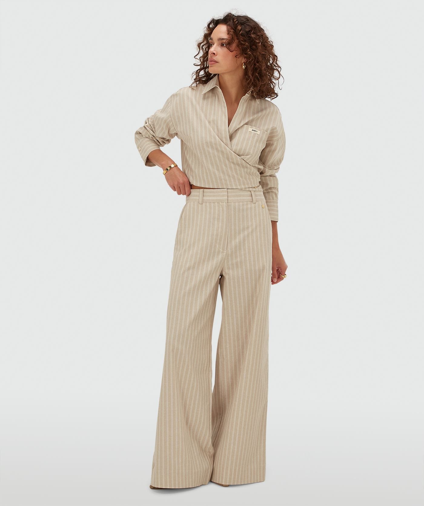 Pantalon jambes larges avec rayures ODESSA - rayure en pierre