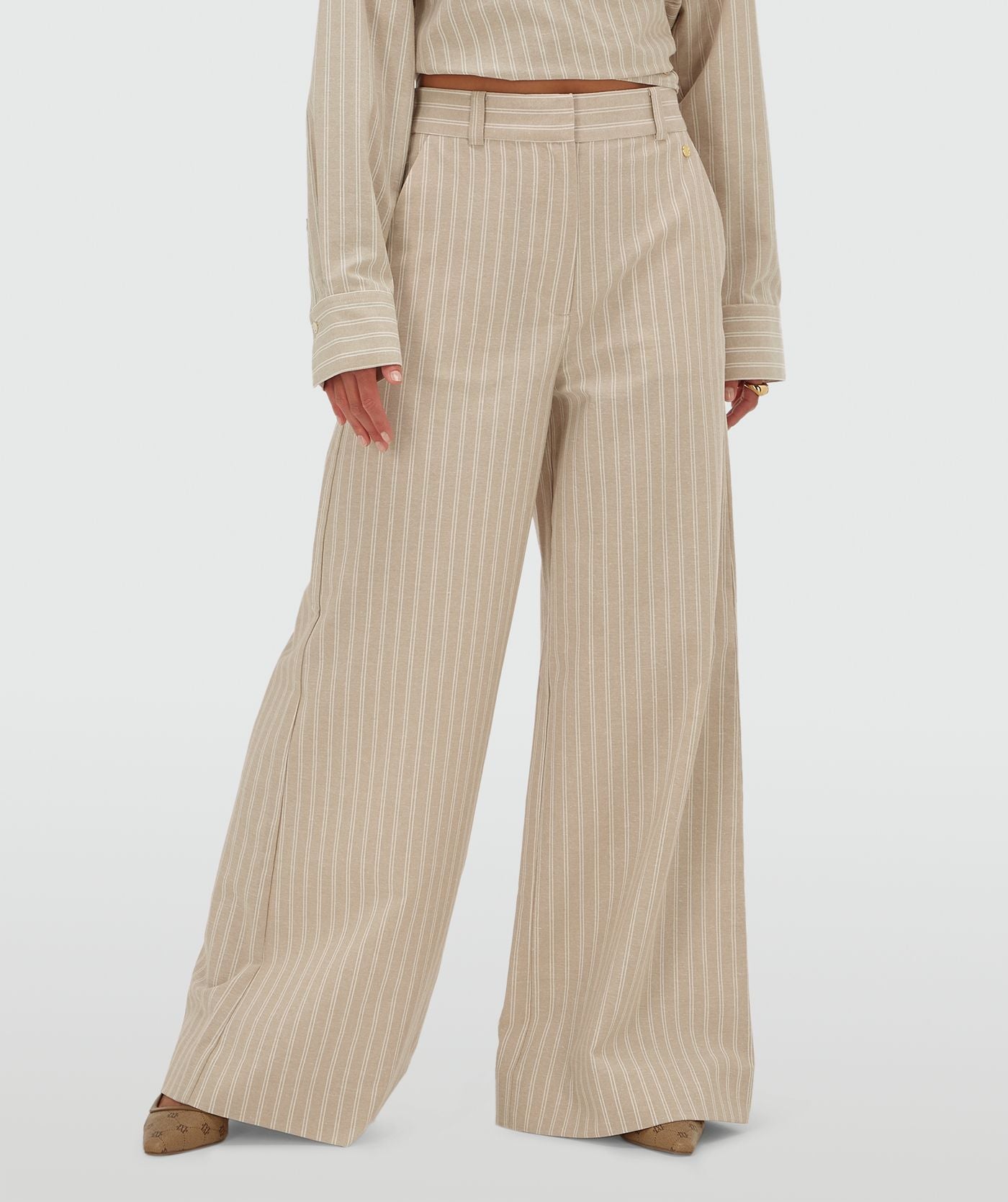 Pantalon jambes larges avec rayures ODESSA - rayure en pierre