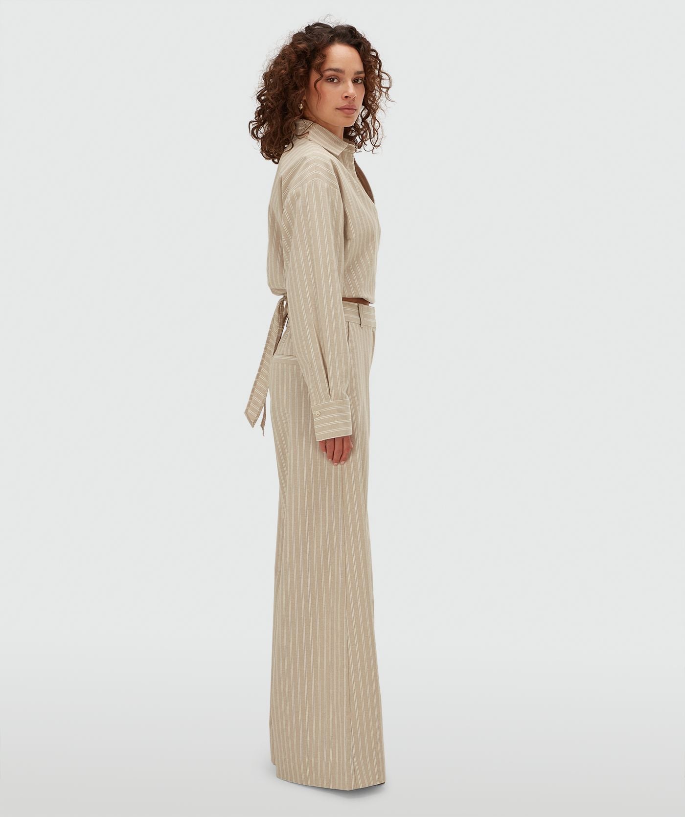 Pantalon jambes larges avec rayures ODESSA - rayure en pierre