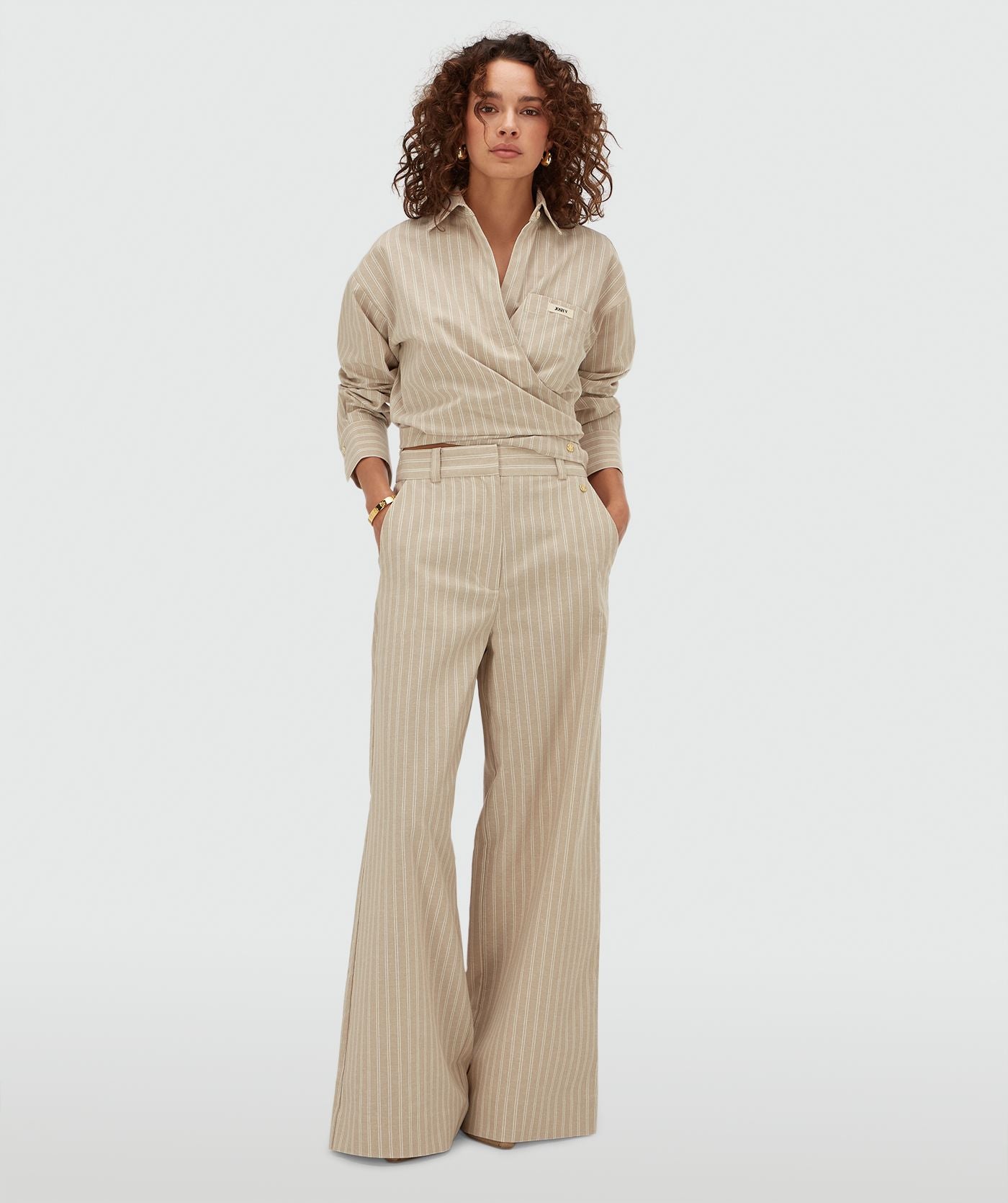 Pantalon jambes larges avec rayures ODESSA - rayure en pierre