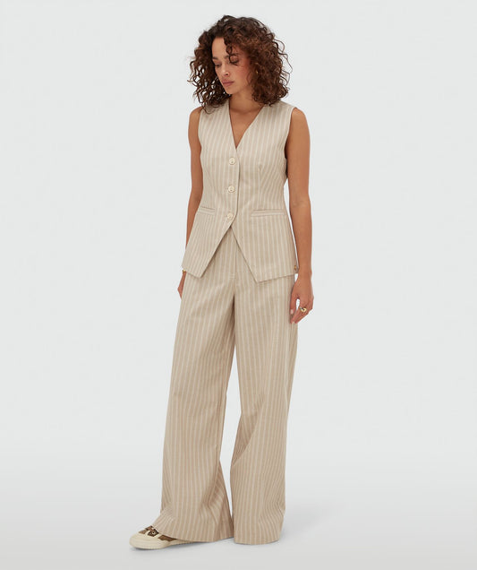 Pantalon jambes larges avec rayures ODESSA - rayure en pierre