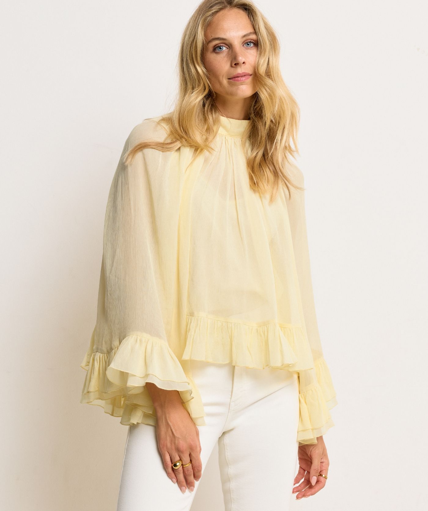 Haut oversize avec volants OIVA - jaune