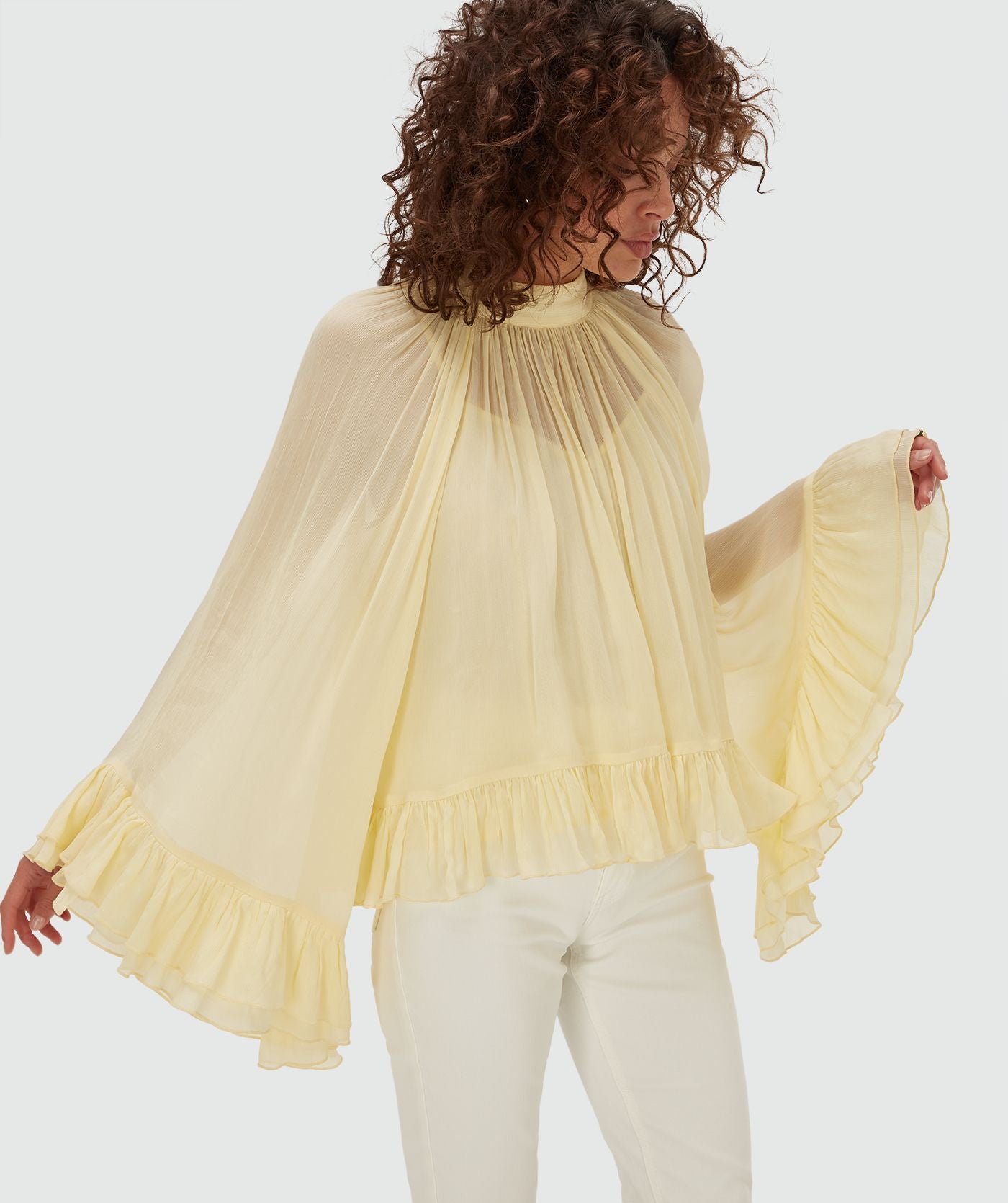 Haut oversize avec volants OIVA - jaune