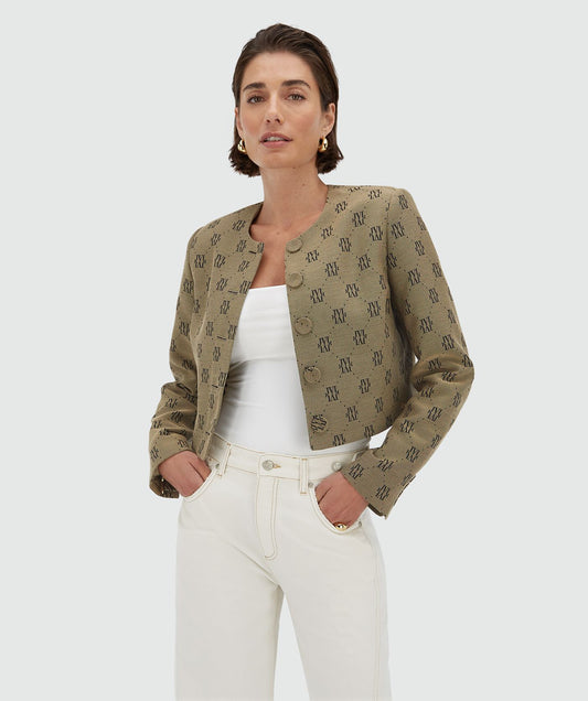 Blazer court avec imprimé logo REMI - beige noir
