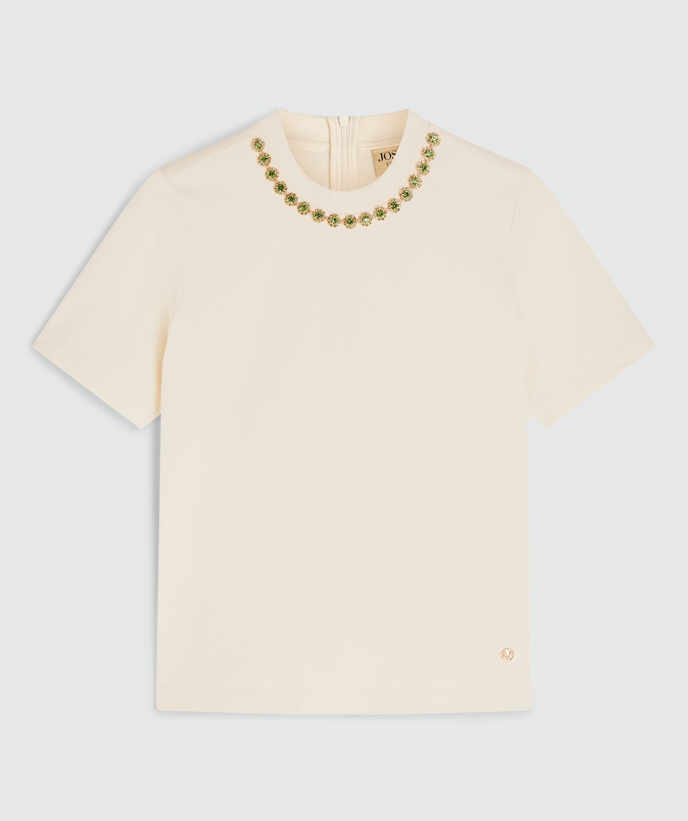T-shirt regular fit avec strass ROSINA  - écru clair