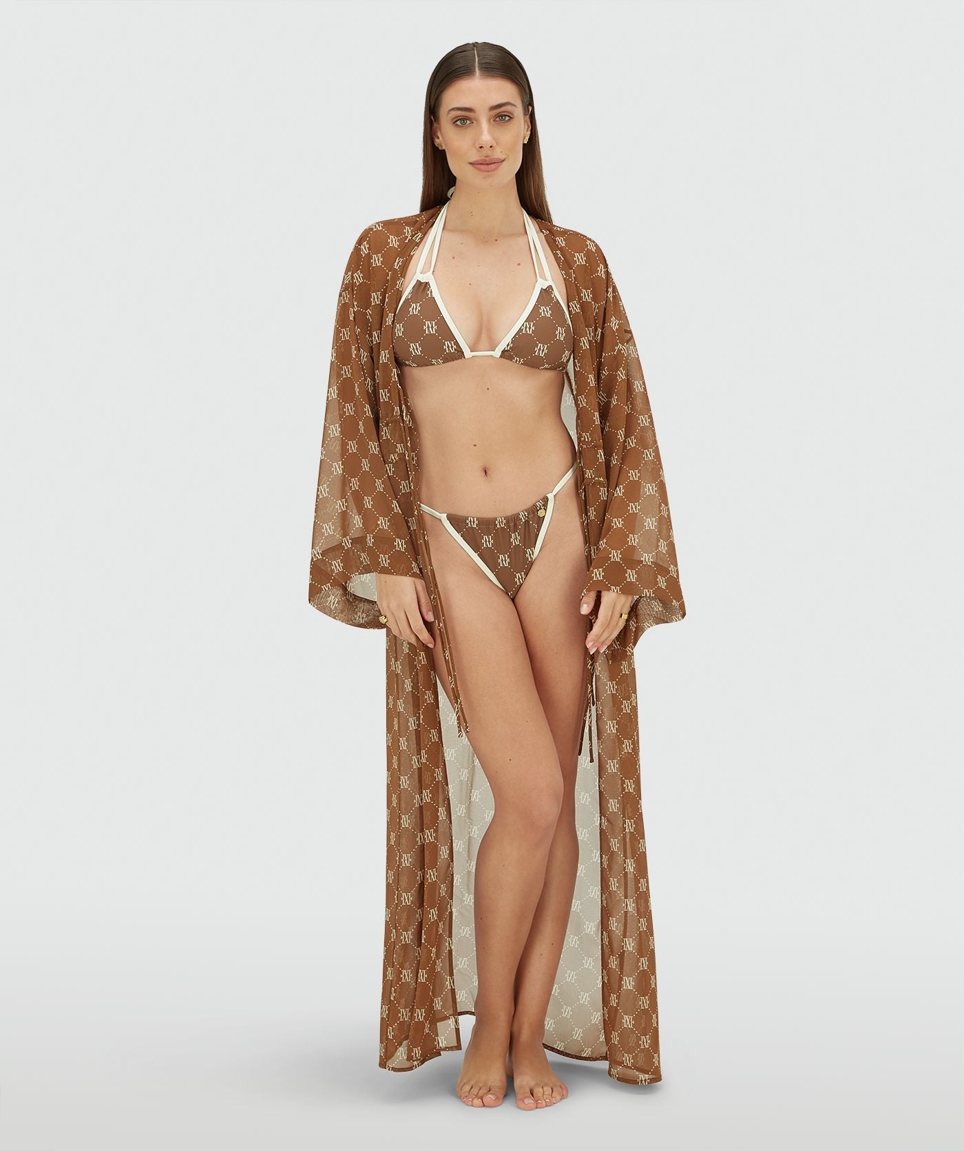 Kimono oversize avec imprimé logo SIENNA - marron