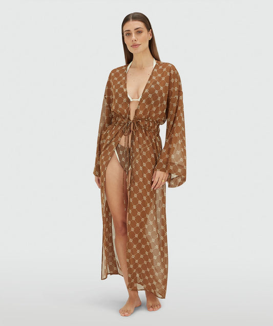 Kimono oversize avec imprimé logo SIENNA - marron